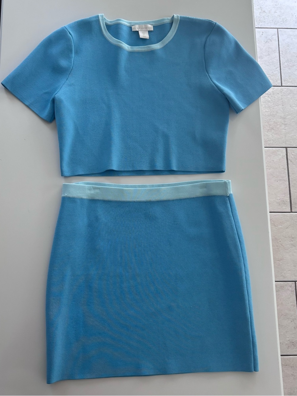 House of Harlow 1960 Blue Mini Skirt with White Contrast Waistband